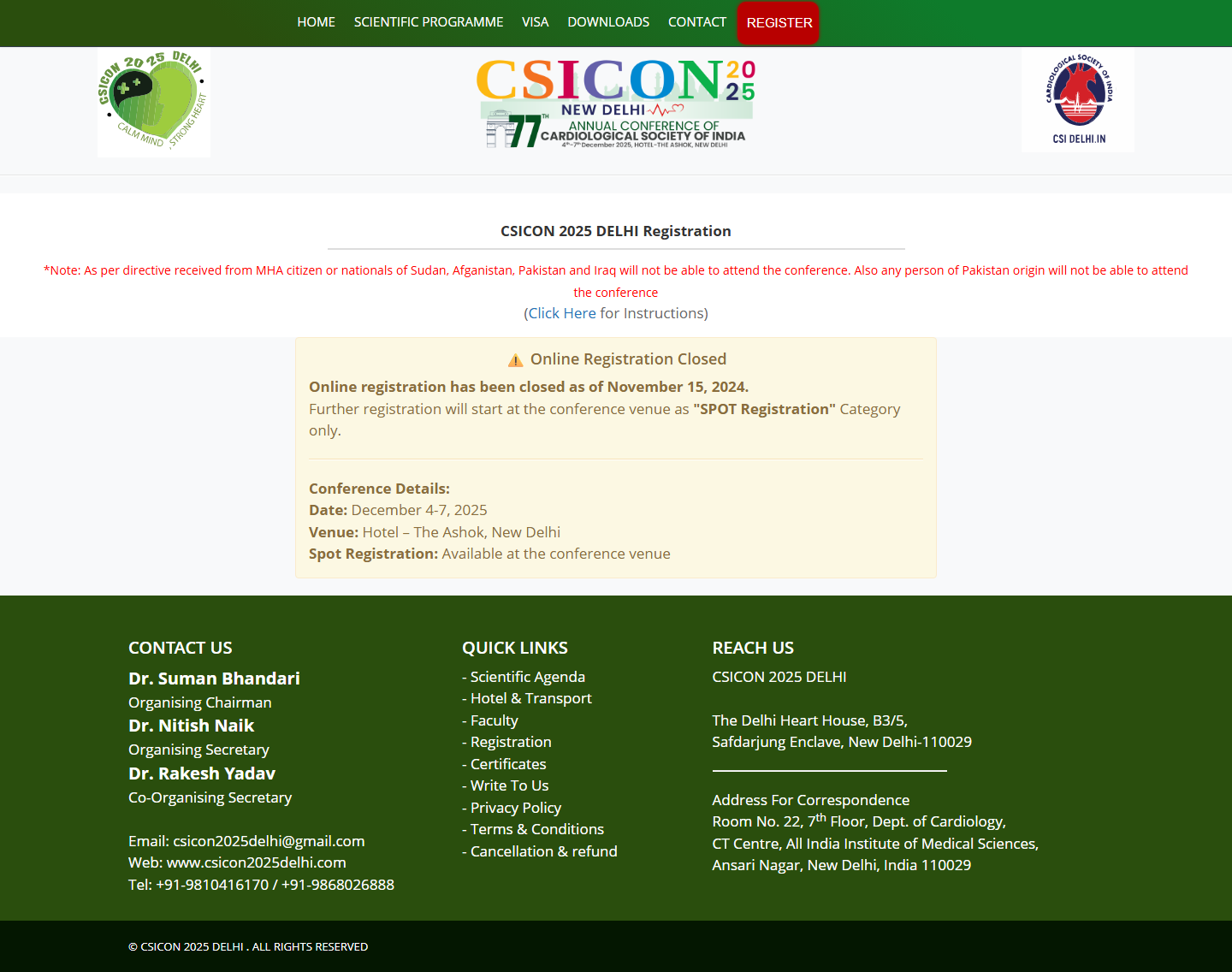 CSICON 2025 Delhi registration page